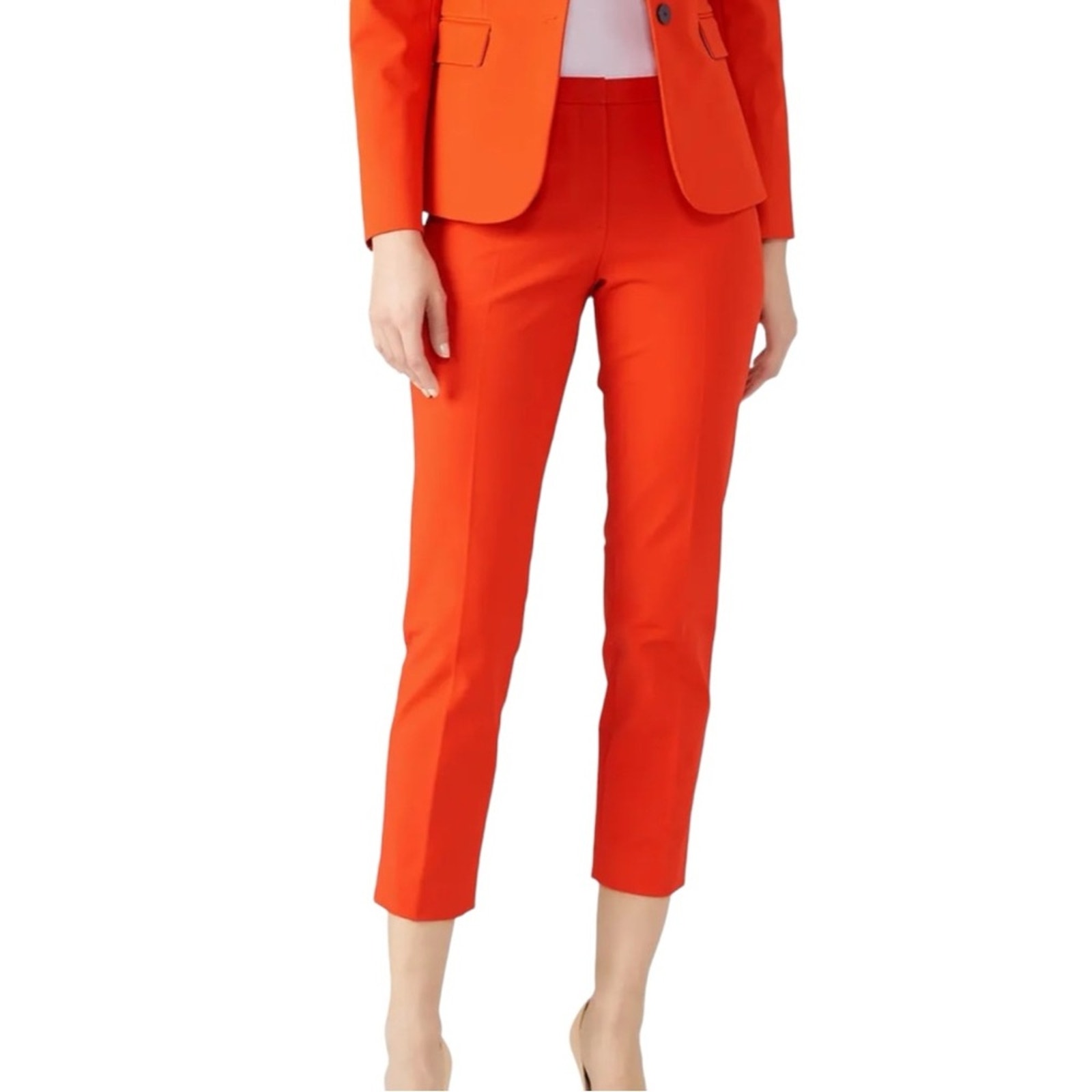 Nwt Theory Classic Skinny Cropped Orange Pant In Fire Opal 0